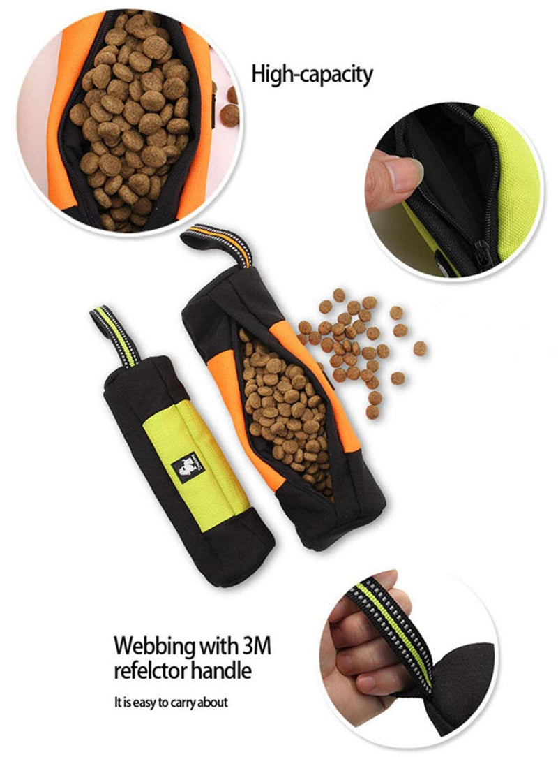 JAX PLANET Dog Training Bag Clicker Set - Dog Training Clicker & Treat Holder for Dog Training (1. Dog Treat Pouch or 2. Dog Bite Tug SnackBag)+FreeGift Medium/FreeSize SnackBagTug/Clicker-Orange&Black+FreeGift - PawsPlanet Australia