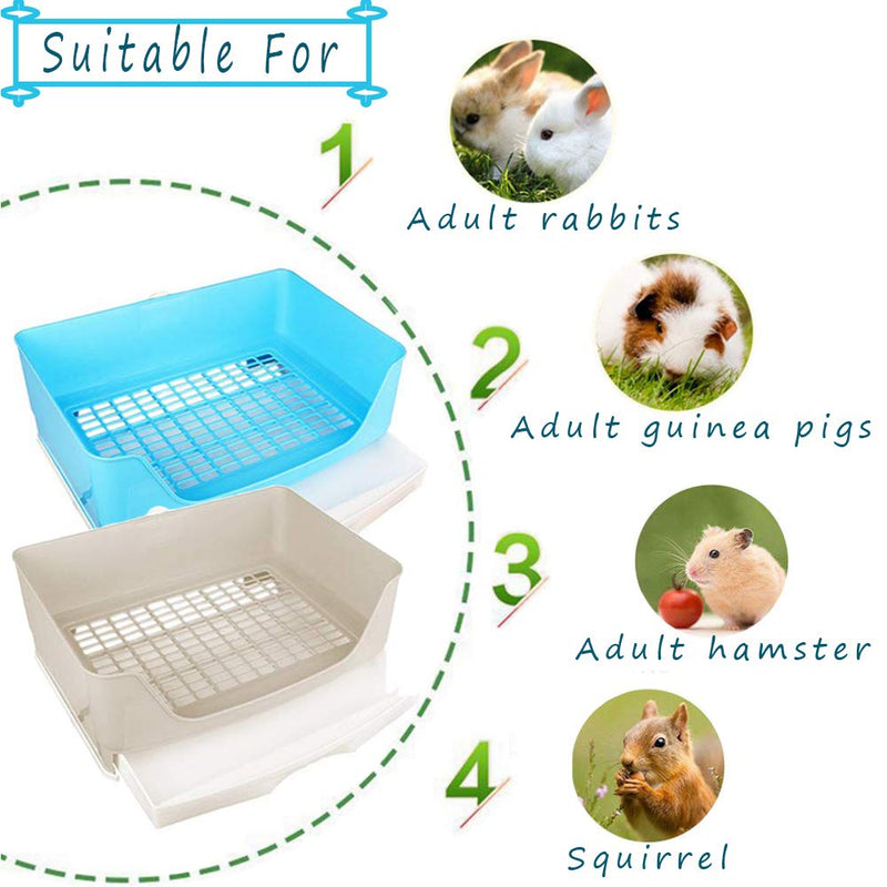 [Australia] - kathson Large Rabbit Litter Box Trainer, Potty Corner Toilet with Drawer Bigger Pet Pan for Adult Hamster, Guinea Pig, Ferret, Galesaur, Bunny and Other Animals Blue 