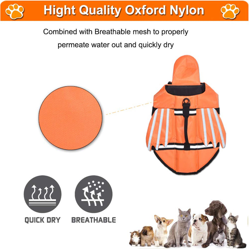 [Australia] - Fragralley Dog Life Jacket, Unique Wings Design Pet Flotation Life Vest for Small, Middle, Large Size Dogs, Dog Lifesaver Preserver Swimsuit with Handle for Swim, Pool, Beach, Boating XS (Chest Girth 11.8"-16.5") Orange 