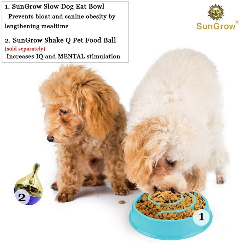 [Australia] - SunGrow Slow Dog Feed Bowl, 7.5 Inches in Diameter, Prevents Canine Obesity, Promotes Fun, Interactive, Slow Eating, Curb Appetite, Enriches Dog’s Meal Time, Protect from Choking, 1 Piece 