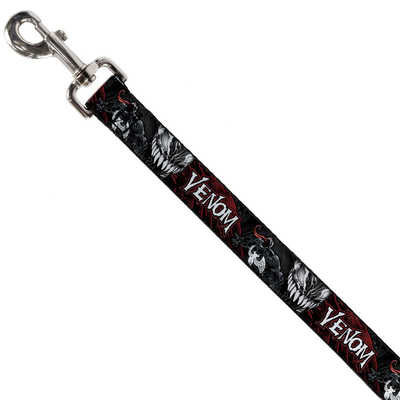 Dog Leash Venom Pose Expression Gray Black Red White 4 Feet Long 0.5 Inch Wide 4 Feet Long - 1" Wide - PawsPlanet Australia