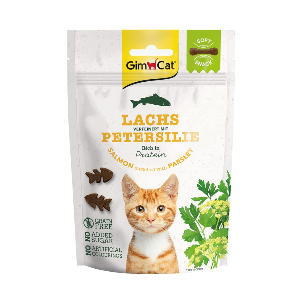 GimCat Soft Snacks Salmon with Parsley - Soft and protein-rich cat treat without added sugar - 1 bag (1 x 60 g) 60 g (pack of 1) - PawsPlanet Australia