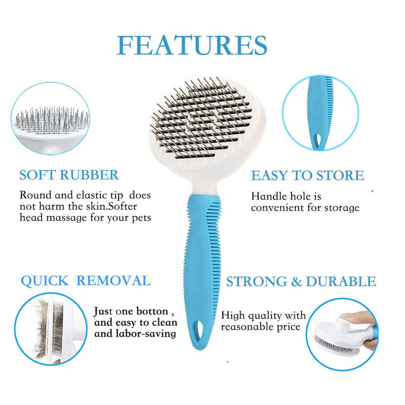 MQIAN Cat Brush, Dog Brush, Self Cleaning Slicker Brush for shedding, Professional Pet Grooming Comb for Long/Short Hair - Removes 95% of Dead Undercoat and Loose Hairs （Thick） A - PawsPlanet Australia