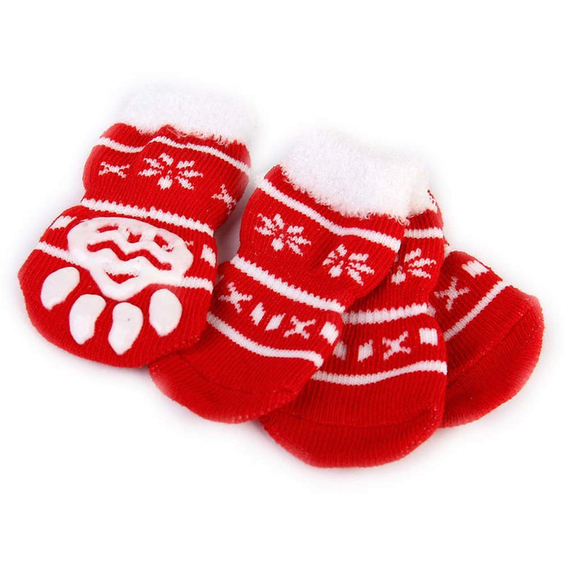 POPETPOP 8PCS Pet Christmas Socks Non-Slip Pet Socks Pet Socks Supplies Christmas Warm Cotton Socks for Dog Puppy Kitten Cat L - PawsPlanet Australia