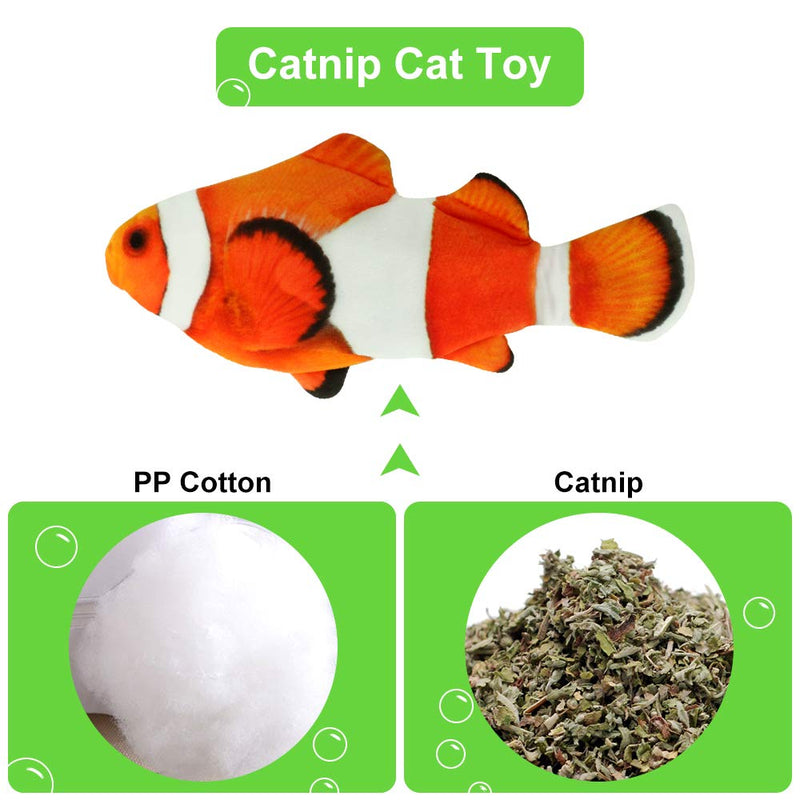 Yideng Moving Fish Catnip Toy for Cats, Electric Wagging Fish Cat Toy with USB Rechargeable Realistic Plush Flopping Fish Cat Toy Funny Interactive Cat Chew Toy for Teeth Cleaning - PawsPlanet Australia