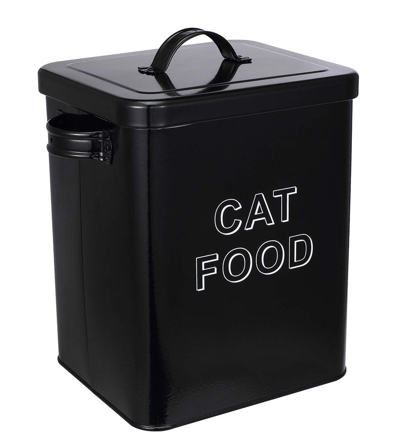 Morezi Dog Treat and Food Storage Tin with Lid and Serving Scoop Included - Cream Powder - Coated Carbon Steel - Tight Fitting Lids - Storage Canister Tins Black Cat Food - PawsPlanet Australia