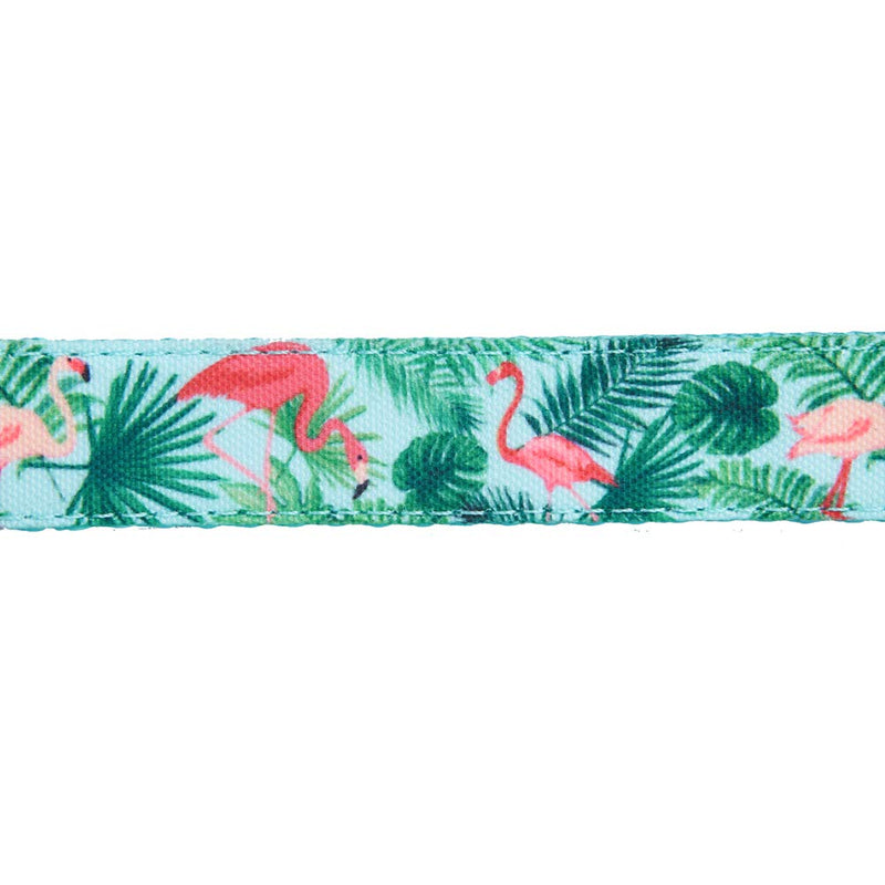 [Australia] - YUDOTE 8 Patterns Dog Collars, Floral Scent Adjustable Collars for Small Medium Large Dogs Medium(Neck 12"-19") Flamingo-Blue 