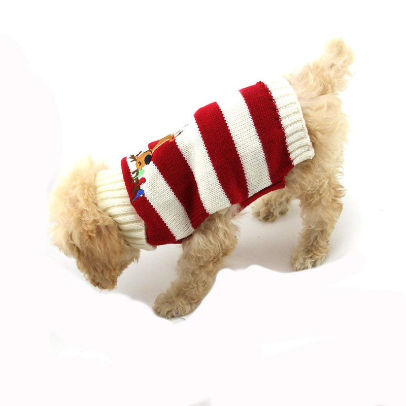 Delifur Dog Christmas Reindeer Sweater Pet Winter Elk Bells Sweaters for Small Dog and Cat M Red - PawsPlanet Australia