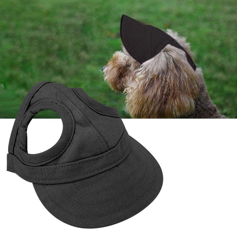 Dog Baseball Cap Pet Sports Hat Pet Outdoor Sun Protection Baseball Hat Cap Visor Sunbonnet Outfit with Ear Holes for Puppy Small Medium Dogs (S-Black) S Black - PawsPlanet Australia