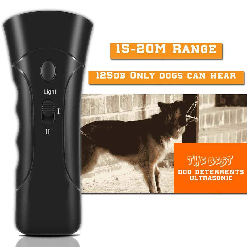 [Australia] - Dog Barking Deterrent Devices, 3 in 1 Handheld Ultrasonic Dog Bark Deterrent and Trainer with Dual LED Light and Wrist Strap, Anti Barking Device for Safe Use Indoor & Outdoor 