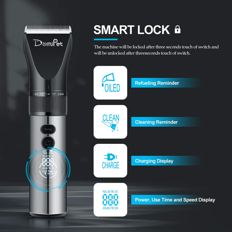 Domipet Dog Grooming Clippers Cordless Low Noise Dog Clipper Professional Quiet 360°Rechargeable Shaving Cat Hair Trimmer Kit with 4 Comb - PawsPlanet Australia