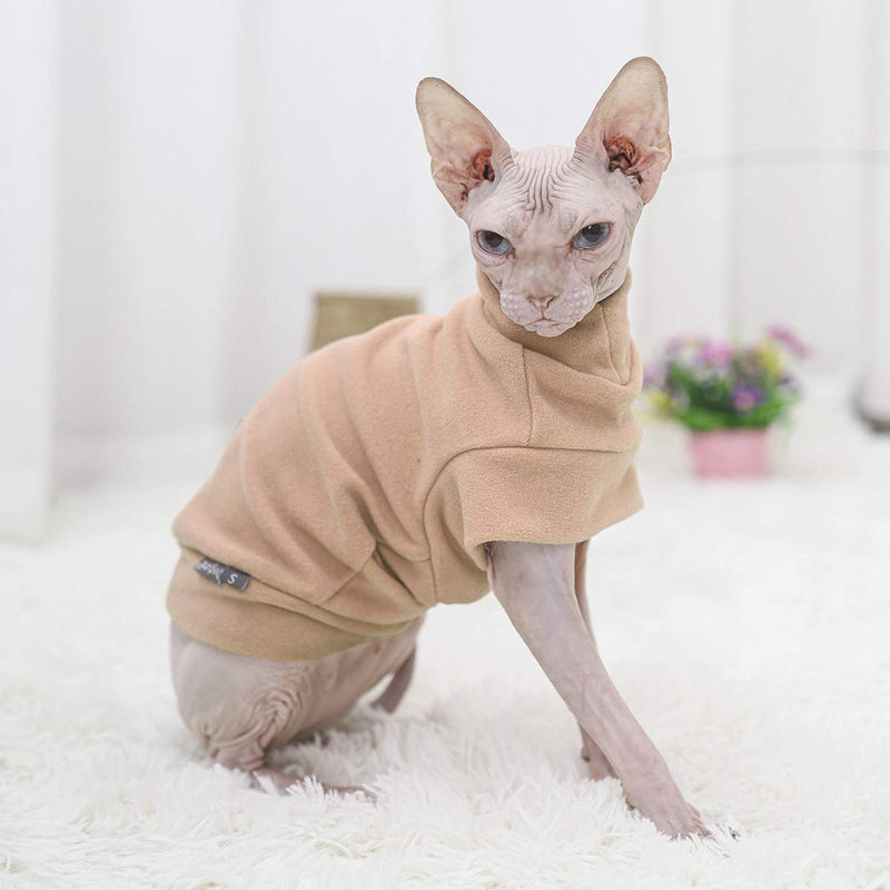 Small Dogs Fleece Dog Sweatshirt - Cold Weather Hoodies Spring Soft Vest Thickening Warm Cat Sweater Puppy Clothes Sweater Winter Sweatshirt Pet Pajamas for Small Dog Cat Puppy Beige - PawsPlanet Australia