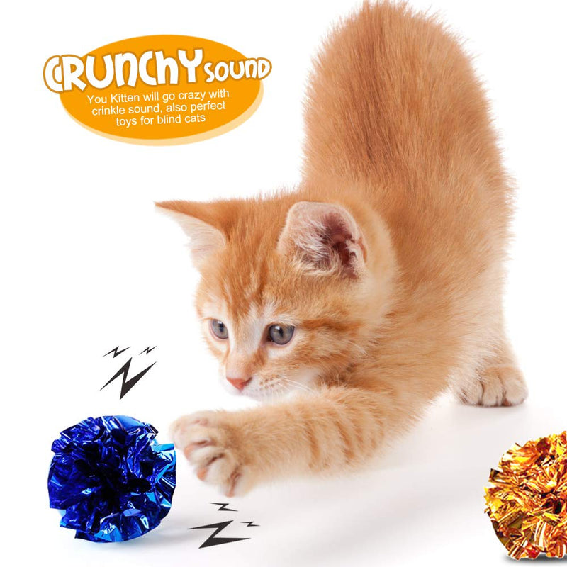 [Australia] - YGDZ Crinkle Cat Balls, 20 Pack Original Mylar Crinkle Balls, Shiny Kitty Cat Toys Glitter Balls, Interesting Crinkly Sounds 