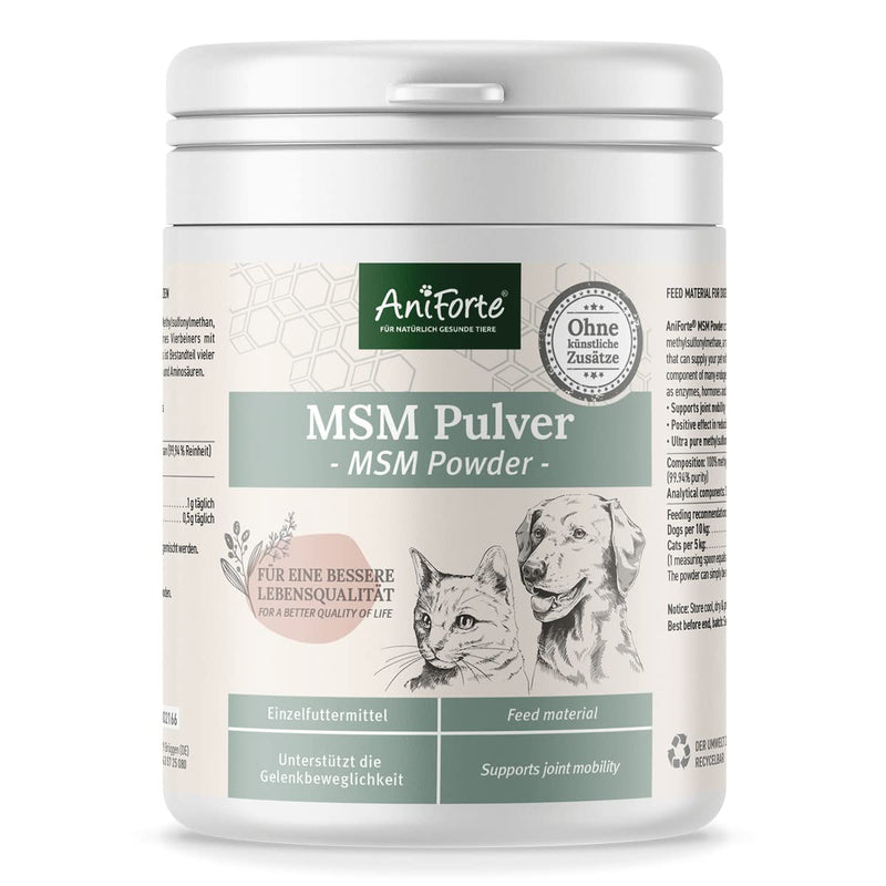 AniForte MSM Powder for Dogs & Cats 300 g - Highly pure methylsulfonylmethane, high dosage with a purity of 99.94%, organic sulfur for animals as a joint powder, highest quality - PawsPlanet Australia