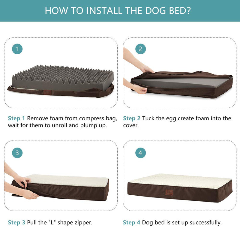 SunStyle Home Orthopedic Foam Dog Bed for Small, Medium, Large Dogs Up to 50/75/100lbs with Waterproof Removable Cover, Mattress Pet Mat Bed for Dogs & Cats - Orthopedic Egg Crate Foam Platform Espresso - PawsPlanet Australia