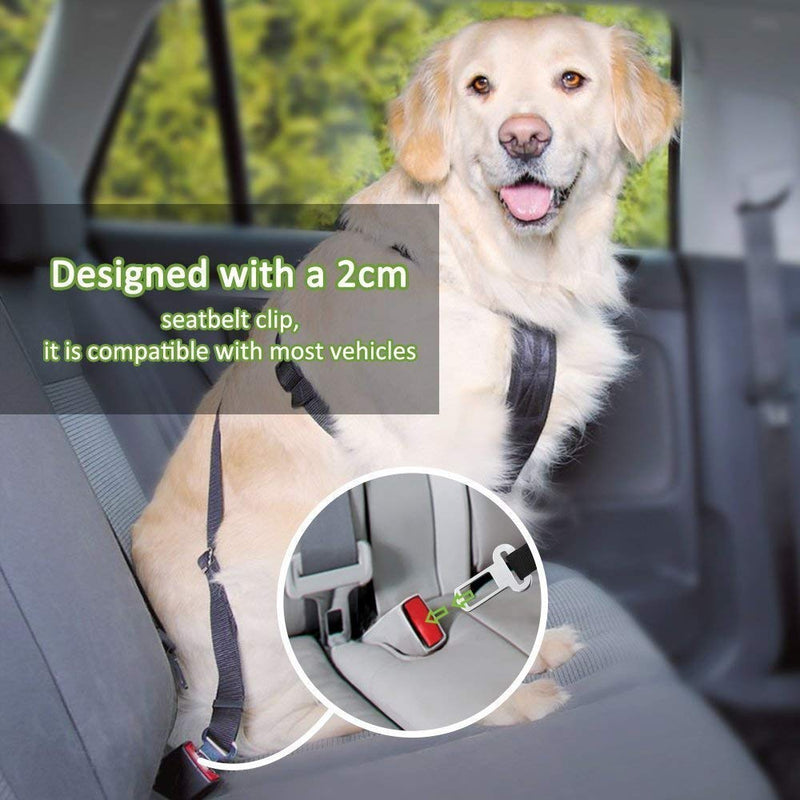 [Australia] - Dog Seat Belt Adjustable Nylon Band for Dog Cat Car Safety Leash, 2pack Black 