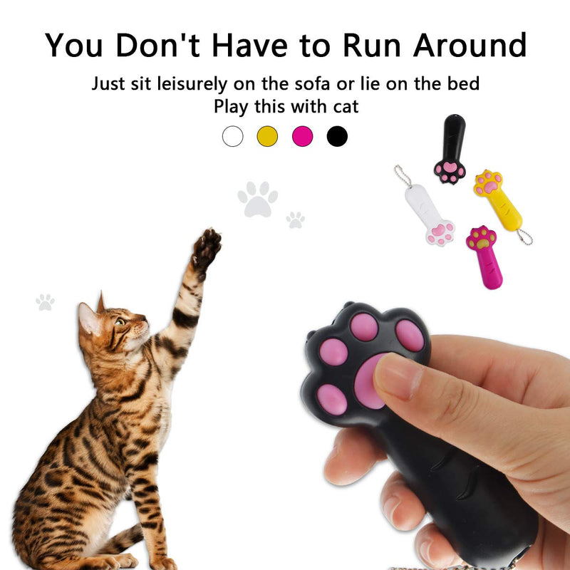 KETIEE Interactive Cat Toy - Multifunction Paw Shape Battery Operated Cat Exercise Toy Cat Dog Chaser Toys Pet Training Tool Cats Tracker LED Lighting Toy, Black - PawsPlanet Australia