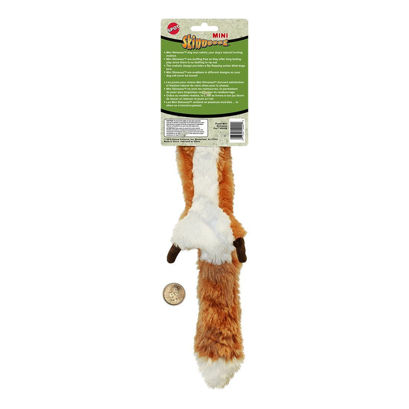 [Australia] - SPOT Ethical Pets Plush Skinneeez Fox 14-Inch Stuffingless Dog and cat squeaking Toy, Multicolor (5498) 