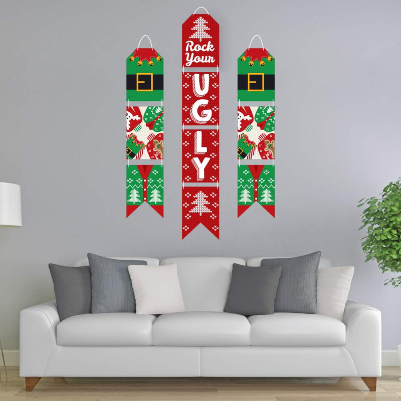 Big Dot of Happiness Ugly Sweater - Hanging Vertical Paper Door Banners - Holiday and Christmas Party Wall Decoration Kit - Indoor Door Decor - PawsPlanet Australia