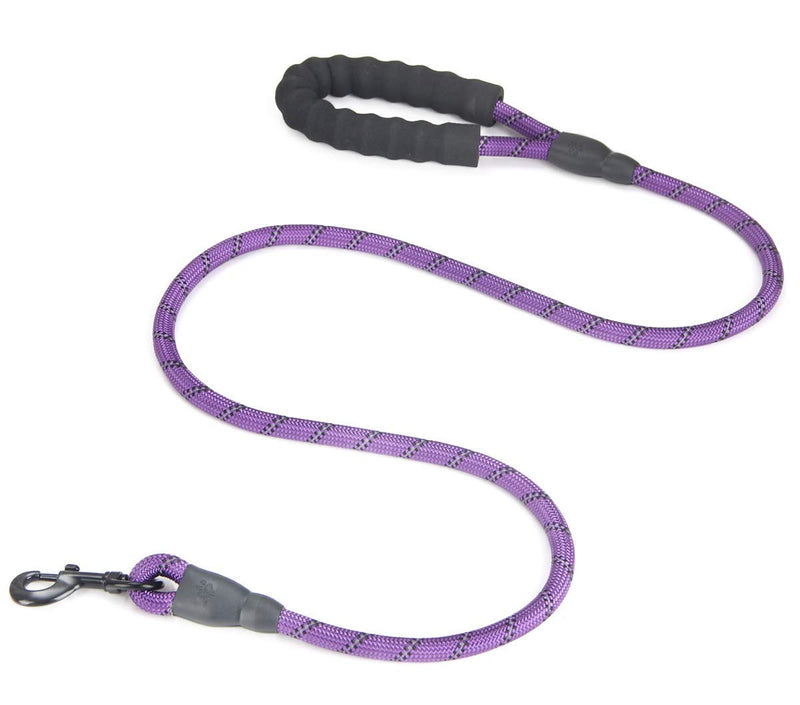 Vineco Soft Padded Handle, Highly Reflective Threads for Waste and Dispenser, 1.5m Lead for All Dogs, Purple - PawsPlanet Australia