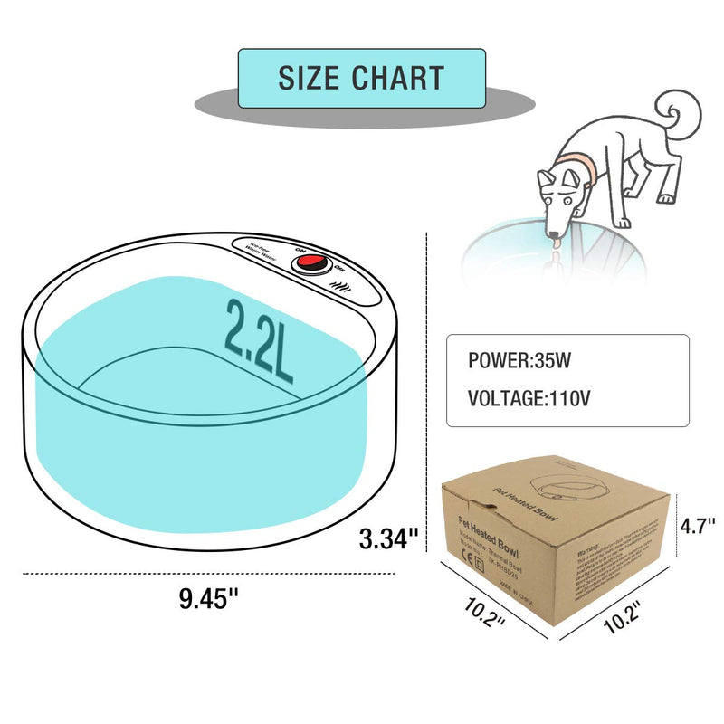 [Australia] - Namsan Heated Pet Bowl Outdoor Dog Thermal-Bowl Provide Drinkable Water in Sub-Freezing Temperature for Cat, Chicken, Squirrels Heated Water Bowl 