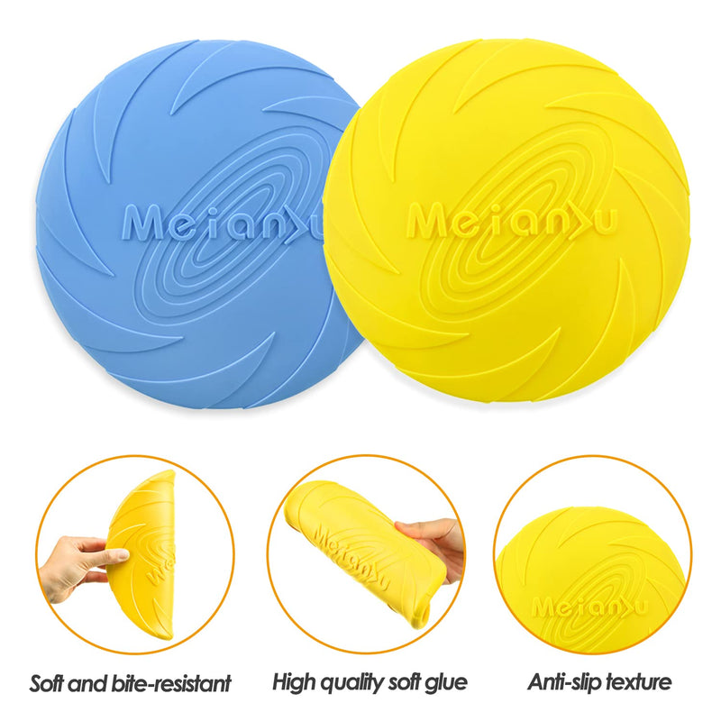 XPOOP 2 Pack Dog Flying Disc, Frisbee, Dog Frisbee, Frisbee Dog Toy, Rubber Dog Frisby, Frisbee, Dog Frisbee Indestructible, for Pet Training Toys/Outdoor Exercise Toys for Dogs(Blue and Yellow) - PawsPlanet Australia