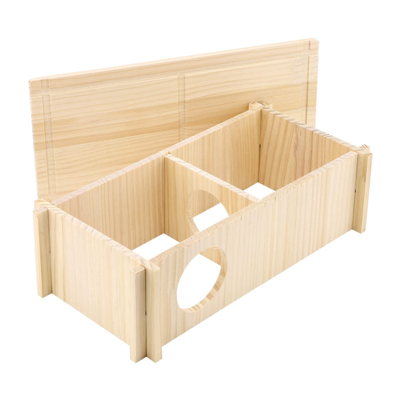 Hamster Wood House 2 Chambers Guinea Pig House for Cage Pet Wooden House Small Animal Habitat Décor Natural Wooden Hamster Hideaway House Wood Cabin for Small Pets Chinchilla Rat Gerbils Rectangle - PawsPlanet Australia