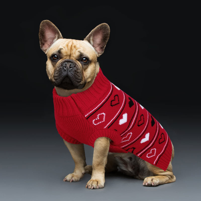 Queenmore Valentine Dog Sweater,Small Dog Sweater for Tiny Dogs,Teacups,frenchies,Chihuahuas,Yorkies,Turtleneck Girl Dogs Red Knit Sweaters Red,S Small - PawsPlanet Australia