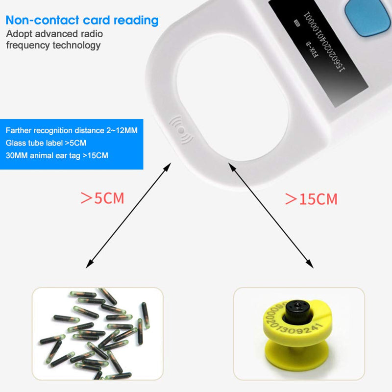 Portable Pet Handheld Microchip Scanner for EMID/FDX-B with LED Display HighBrightness for Dog Cat Pet Tracking(white) white - PawsPlanet Australia