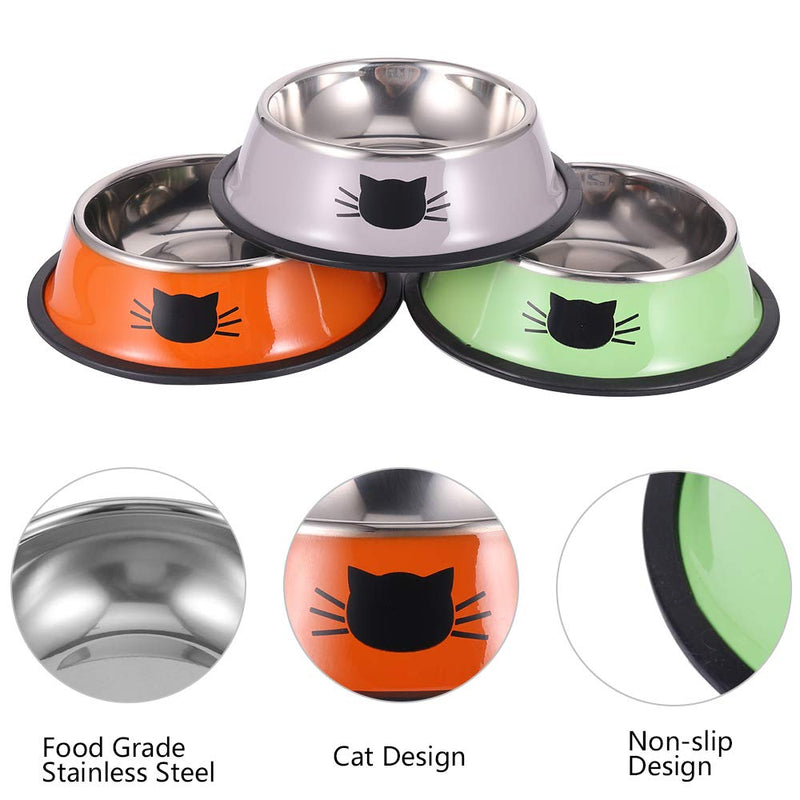 Heyu-Lotus 3 PCS Cat Bowls, Stainless Steel Cat Food & Water Bowl Anti-slip Base Pet Feeding Bowls with Scoops for Cats, Rabbits, Puppy - PawsPlanet Australia