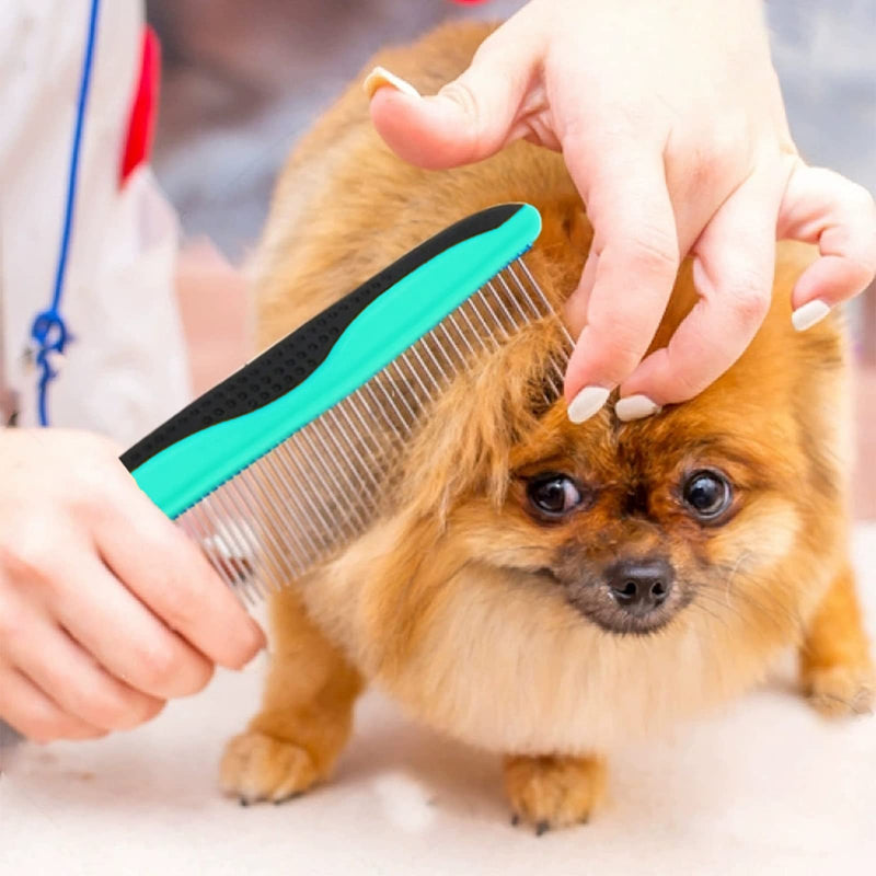 Metal Dog Comb Stainless Steel Pet Comb for Large, Medium and Small Dogs and Cats Dog Comb for Tangles Short Long Hair (Purple) Purple - PawsPlanet Australia