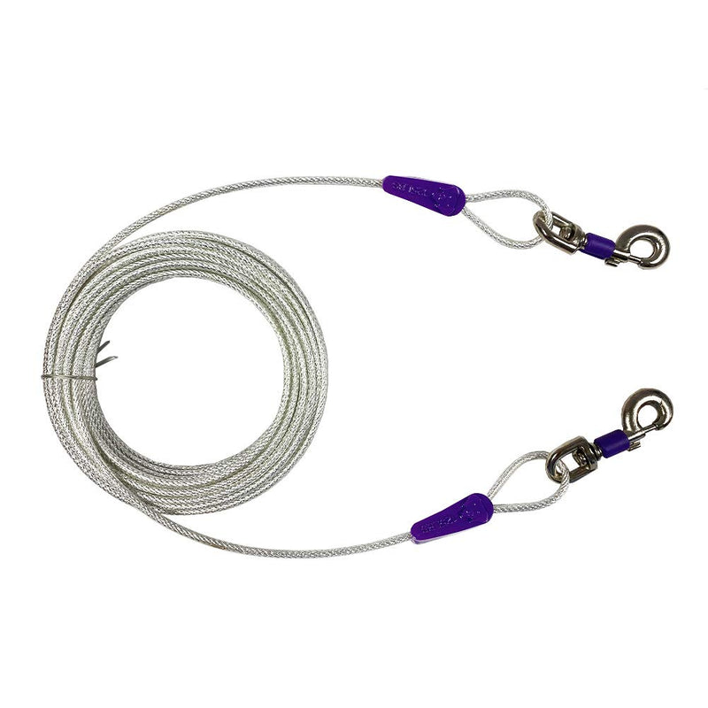 EVERBRIT Reflective Tie Out Cable for Dog, Different Size and Snap Safety Clip Choice Available 125LBS40FT purple - PawsPlanet Australia