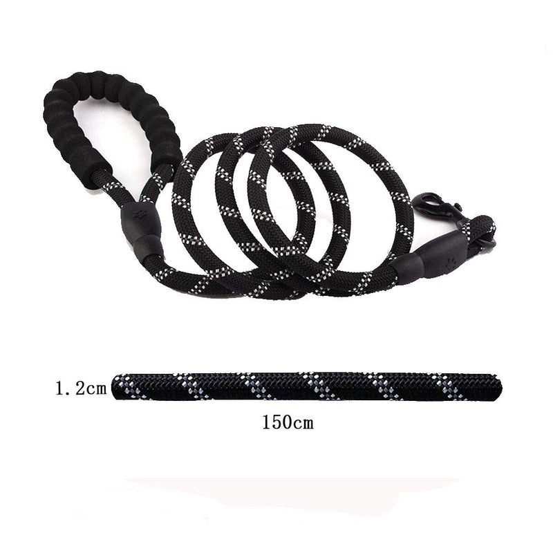 Amasawa Dog Leads, Padded Handle Dog Lead,Rope Dog Lead with Soft Padded Handle and High Reflective Threads,Suitable for Small, Medium and Large Dogs (Black) - PawsPlanet Australia