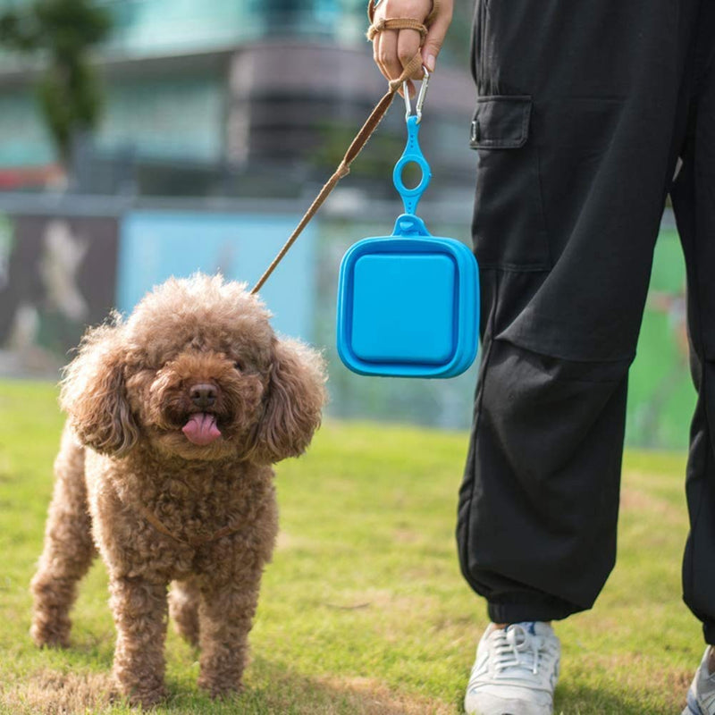 1Pair Collapsible Silicone Pet Bowl, Large Capacity Food Grade Pet Cat Bowl for Outdoors Travelling Camping Hiking, Foldable Dog Feeding Bowl, BPA Free Food Water Feeding Dish with Aluminum Carabiner Blue MAX Capacity:26OZ - PawsPlanet Australia