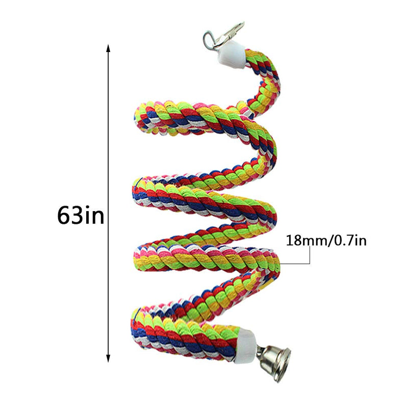 [Australia] - Lee-buty 2pcs 63in Bird Perch Rope Bungee Bird Toy Pure Natural Parrot Toy Cage Parrot Chewing Toy 