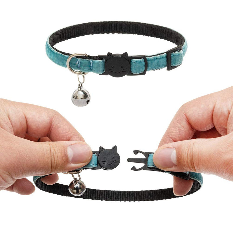 [Australia] - KOOLTAIL Cat Collars Breakaway with Bell - 6 Pack Soft Velvet Kitten Collars Flocking Adjustable Collar for Cats Puppy Kitty 