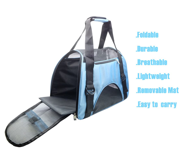 Tecageaon Pet Carrier Airline Approved Cat Carrier Dog Carrier for Medium Small Cats Small Puppy Kitten,Dog Cat Pet Travel Carrier (Small, Blue) S - PawsPlanet Australia