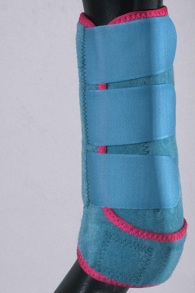 [Australia] - HILASON L M S Horse Front Leg Ultimate Sports Boots Pair Turquoise Pink Large 