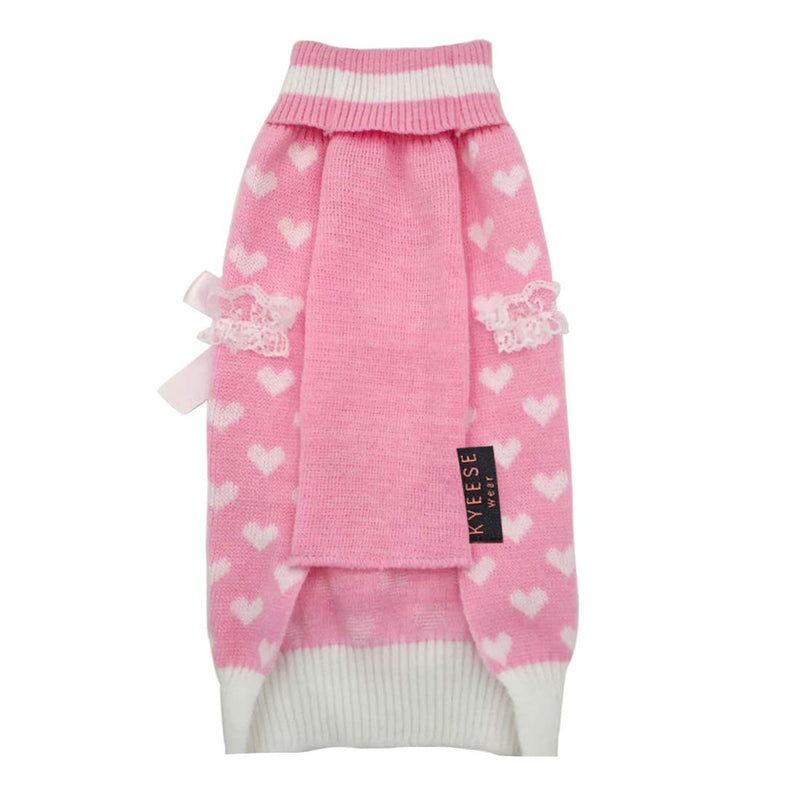 [Australia] - kyeese Dog Sweater with Leash Hole Turtleneck Dog Sweaters Heavy Knitwear Warm Pet Sweater for Fall Winter X-Large (Heart) Pink 