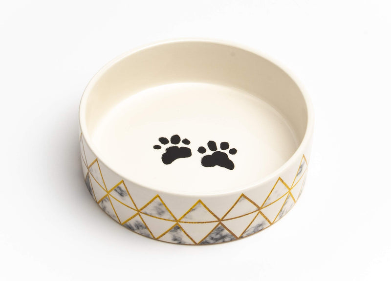 [Australia] - Park Life Designs Lisbon Pattern Pet Bowls, Heavyweight Ceramic Dish Stays Put, Chew-Proof, Microwave and Dishwasher Safe Medium 