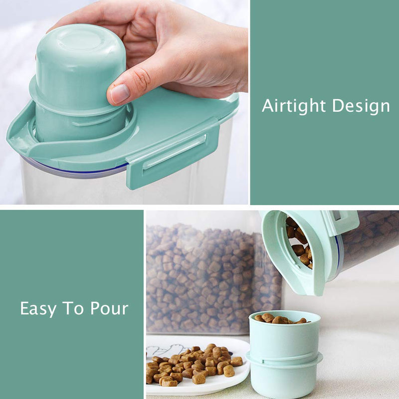 [Australia] - Ansee Pet Food Storage Container, Cereal Container with Airtight Design Pour Spout Measuring Swivel Cup, BPA-Free Dry Food Dispenser for Dogs Cats Birds Green 