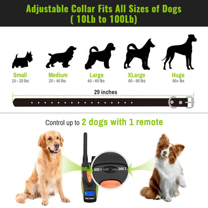 [Australia] - Petrainer 617A Dog Training Collar with Remote Waterproof and Rechargerable Electric Collar with Beep Vibrating for Dogs,1000ft/ 330yards Range For 1 Dog 