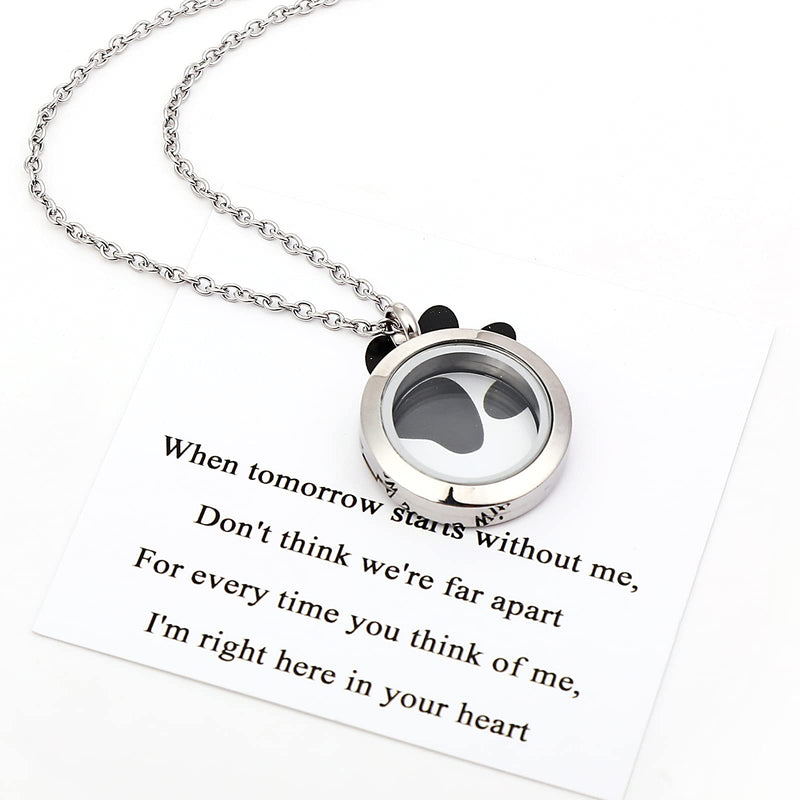 Unijew Pet Memorial Gifts, Circle Floating Charm Memory Locket Necklace for Beloved Dog Cat, 316 Stainless Steel Photo Frame Necklace, Pet Sympathy Gift for Women Men Who Loss of Pets - PawsPlanet Australia