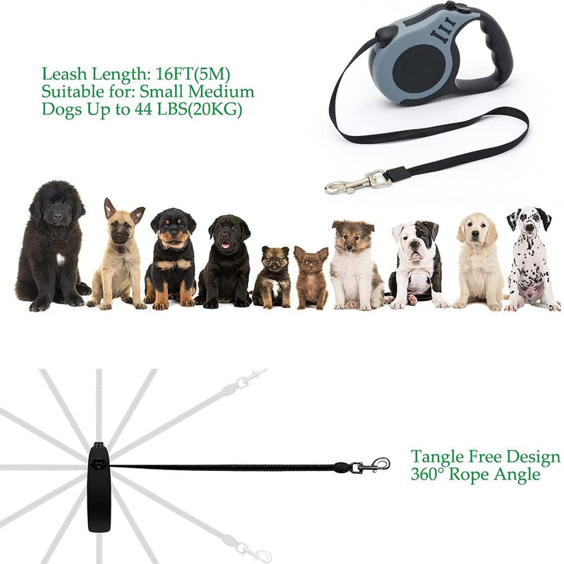 5 m retractable dog leash, dog retractable leash for large dogs, retractable dog leash for small medium-sized dogs, dog leash strap retractable leash, with garbage box and garbage bag, non-slip handle, for dogs up to 20 kg - PawsPlanet Australia
