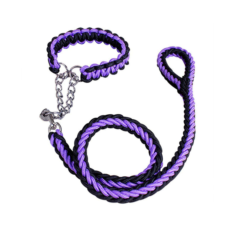 VICTORIE Dog Leash Rope Lead Chain Traction Strong Heavy Duty for Small Medium Large Dogs Training Walking Running Play Camping Backyard purple+black S(1.2cm*120cm - PawsPlanet Australia