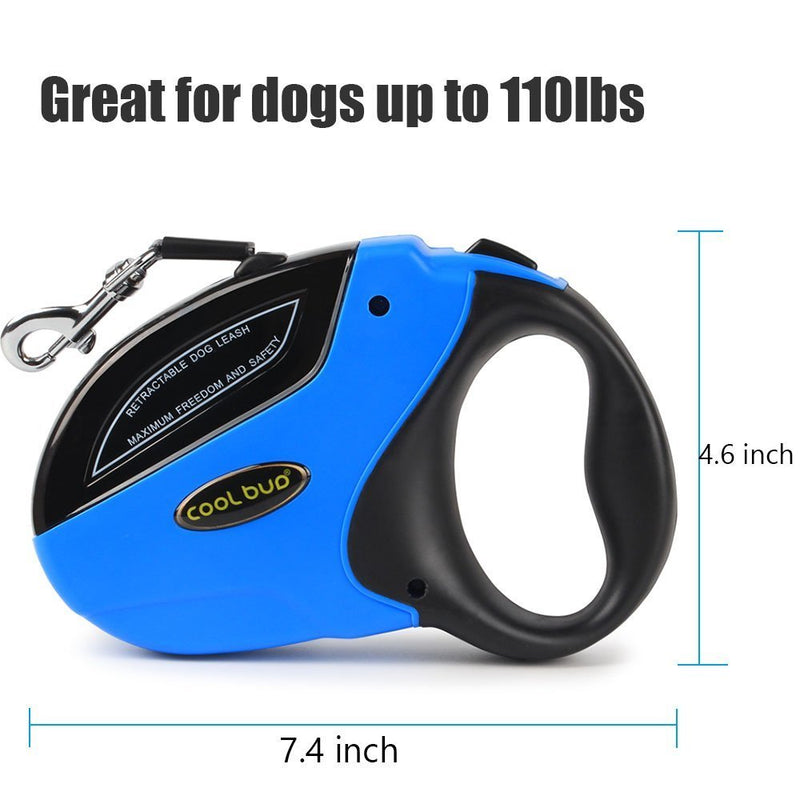 smartelf Dog Lead Retractable,5M Extendable Pet Leash/Dog Leads for Small Medium Large Dogs Up to 50KG,Tangle Free Tape, One Button Brake & Lock Pet Lead for Dog Training, Walking, Jogging-blue/black Blue - PawsPlanet Australia