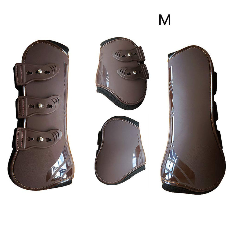 Guer Front Jumping Tendon and Hind Fetlock Horses Boots, 4PCS Horse Leg Neoprene Boots, Horse Leg Protection, Adjustable Lightweight Horse Riding Equestrian Equipment L Brown - PawsPlanet Australia