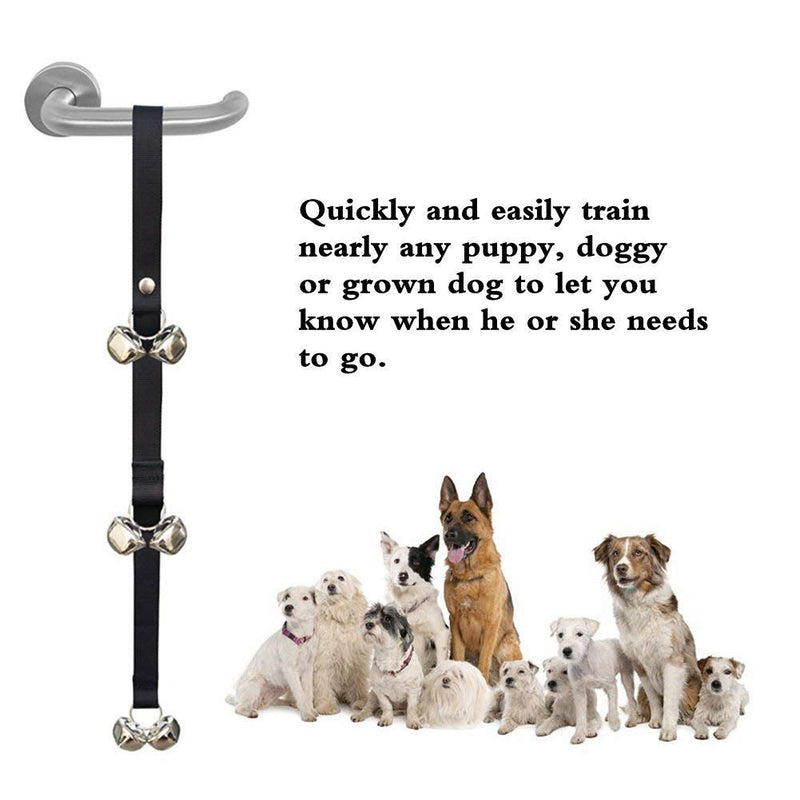 [Australia] - Dog Doorbells for Potty Training/Housetraining/Go Outside/Housebreaking, Loud Crisp Doggy Door Bell for Door Knob, Adjustable Potty Bell for Small Medium Large Dog, Easy Way to Training Your Puppy Black 