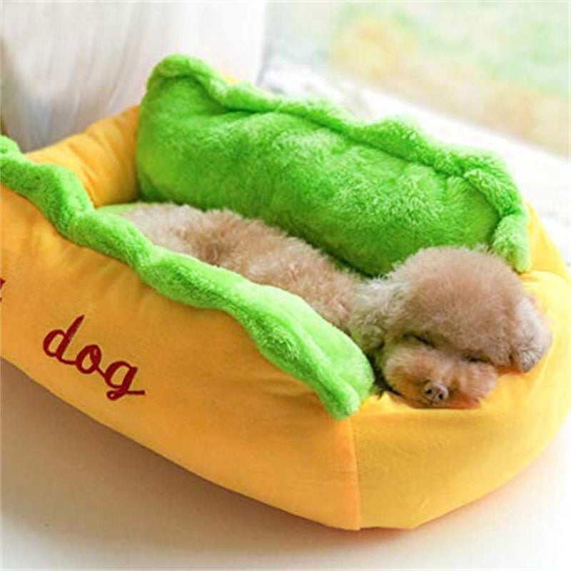 [Australia] - Aqueous Dog Bed Cat Bed Cat Cushion Hot Dog Design Removable and Washable Dog Sofa Dog Mat for Puppy Kitten Sleeping Sofa… Green 