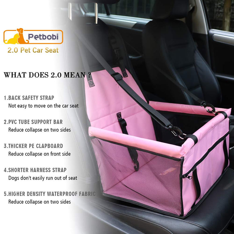 [Australia] - Petbobi Pet Reinforce Car Booster Seat for Dog Cat Portable and Breathable Bag with Seat Belt Dog Carrier Safety Stable for Travel with Clip on Leash and Storage Package Pink 